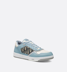 B27 Low-Top Sneaker • Light Blue and Cream Smooth Calfskin with Beige and Black Dior Oblique Jacquard
