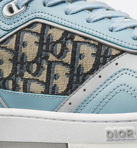 B27 Low-Top Sneaker • Light Blue and Cream Smooth Calfskin with Beige and Black Dior Oblique Jacquard