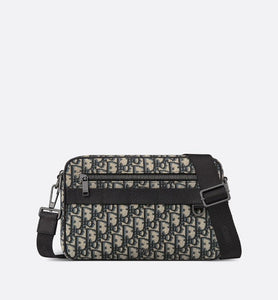 Maxi Safari Bag with Strap • Beige and Black Dior Oblique Jacquard