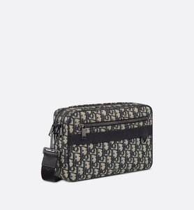 Maxi Safari Bag with Strap • Beige and Black Dior Oblique Jacquard