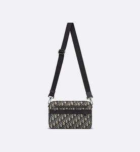 Maxi Safari Bag with Strap • Beige and Black Dior Oblique Jacquard