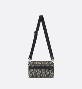 Maxi Safari Bag with Strap • Beige and Black Dior Oblique Jacquard