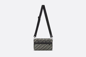 Maxi Safari Bag with Strap • Beige and Black Dior Oblique Jacquard