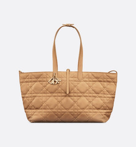 Large Dior Toujours Bag • Medium Tan Macrocannage Calfskin