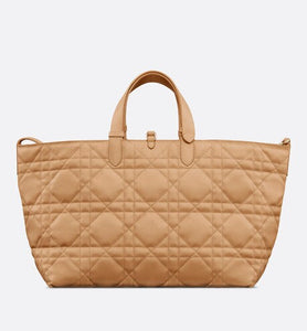 Large Dior Toujours Bag • Medium Tan Macrocannage Calfskin