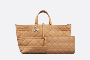 Large Dior Toujours Bag • Medium Tan Macrocannage Calfskin