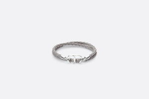 CD Icon Braided Leather Bracelet • Gray Calfskin and Silver-Finish Brass