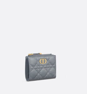Dior Caro Dahlia Wallet • Cloud Blue Supple Cannage Calfskin