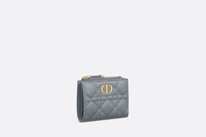 Dior Caro Dahlia Wallet • Cloud Blue Supple Cannage Calfskin