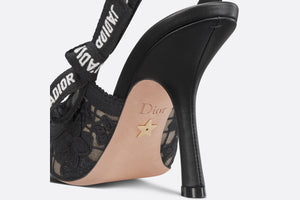 J'Adior Slingback Pump • Transparent Mesh Embroidered with Black 3D Macramé-Effect D-Lace Motif