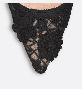 J'Adior Slingback Pump • Transparent Mesh Embroidered with Black 3D Macramé-Effect D-Lace Motif