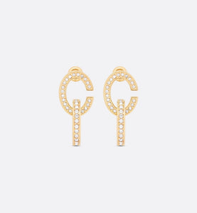 CD Lock Earrings • Gold-Finish Metal and Silver-Tone Crystals