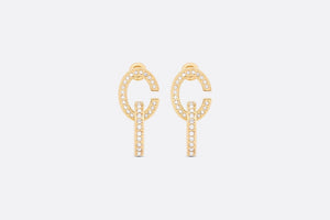 CD Lock Earrings • Gold-Finish Metal and Silver-Tone Crystals
