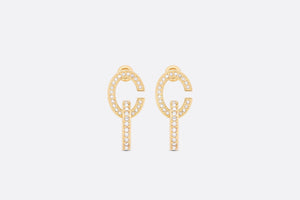 CD Lock Earrings • Gold-Finish Metal and Silver-Tone Crystals