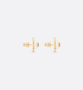 Petit CD Stud Earrings • Gold-Finish Metal with White Resin Pearls and Latte Glass