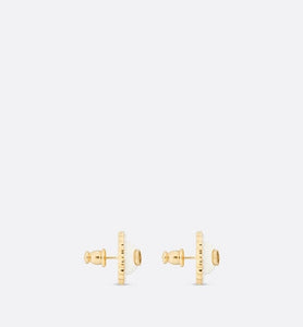 Petit CD Stud Earrings • Gold-Finish Metal with White Resin Pearls and Latte Glass