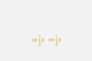 Petit CD Stud Earrings • Gold-Finish Metal with White Resin Pearls and Latte Glass