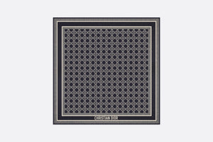Dior Cannage 90 Square Scarf • Ivory and Navy Blue Silk Twill