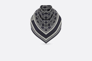 Dior Cannage 90 Square Scarf • Ivory and Navy Blue Silk Twill