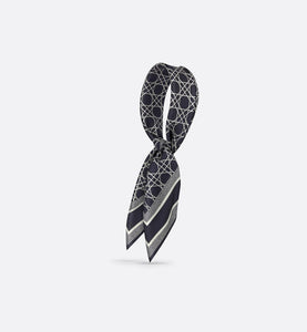 Dior Cannage 90 Square Scarf • Ivory and Navy Blue Silk Twill