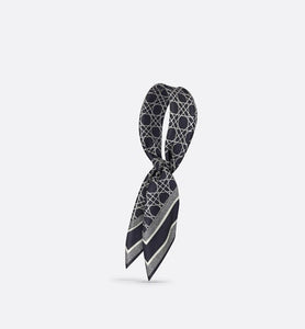Dior Cannage 90 Square Scarf • Ivory and Navy Blue Silk Twill