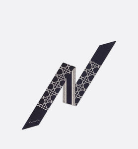Dior Cannage Mitzah Scarf • Ivory and Navy Blue Silk Twill