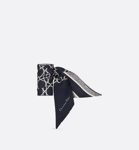 Dior Cannage Mitzah Scarf • Ivory and Navy Blue Silk Twill