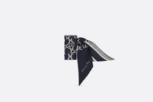 Dior Cannage Mitzah Scarf • Ivory and Navy Blue Silk Twill