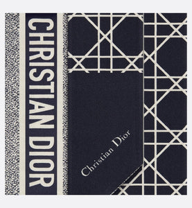 Dior Cannage Mitzah Scarf • Ivory and Navy Blue Silk Twill