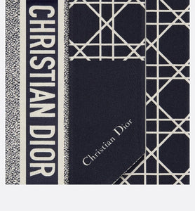 Dior Cannage Mitzah Scarf • Ivory and Navy Blue Silk Twill