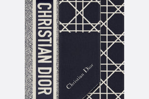 Dior Cannage Mitzah Scarf • Ivory and Navy Blue Silk Twill