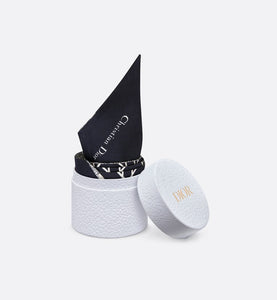 Dior Cannage Mitzah Scarf • Ivory and Navy Blue Silk Twill