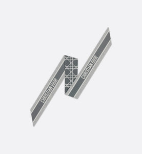 Dior Cannage Mitzah Scarf • Ivory and Gray Silk Twill