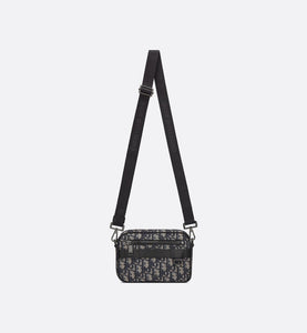 Mini Safari Bag with Strap • Beige and Black Dior Oblique Jacquard
