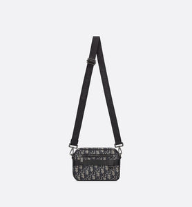 Mini Safari Bag with Strap • Beige and Black Dior Oblique Jacquard