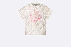 Kid's T-Shirt • Beige Cotton Jersey with White Toile de Jouy Print