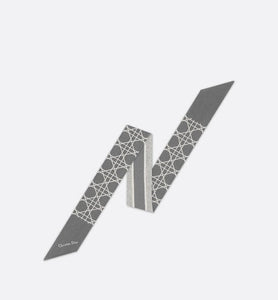 Dior Cannage Mitzah Scarf • Ivory and Gray Silk Twill