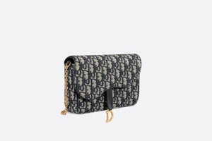 Saddle Pouch with Chain • Blue Dior Oblique Jacquard