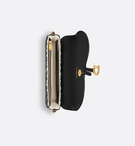 Saddle Pouch with Chain • Blue Dior Oblique Jacquard