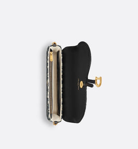 Saddle Pouch with Chain • Blue Dior Oblique Jacquard