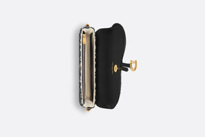 Saddle Pouch with Chain • Blue Dior Oblique Jacquard