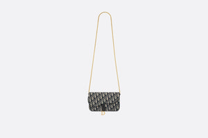 Saddle Pouch with Chain • Blue Dior Oblique Jacquard