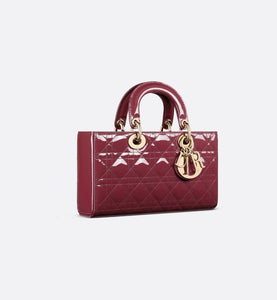 Medium Lady D-Joy Bag • Deep Fuchsia Patent Cannage Calfskin