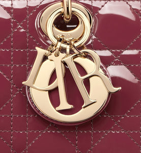 Medium Lady D-Joy Bag • Deep Fuchsia Patent Cannage Calfskin