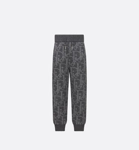 Kid's Track Pants • Deep Gray and Gray Dior Oblique Wool and Cashmere-Blend Knit Jacquard