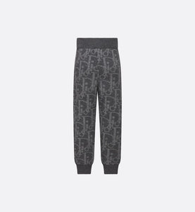 Kid's Track Pants • Deep Gray and Gray Dior Oblique Wool and Cashmere-Blend Knit Jacquard