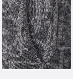 Kid's Track Pants • Deep Gray and Gray Dior Oblique Wool and Cashmere-Blend Knit Jacquard