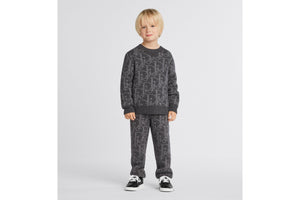 Kid's Track Pants • Deep Gray and Gray Dior Oblique Wool and Cashmere-Blend Knit Jacquard