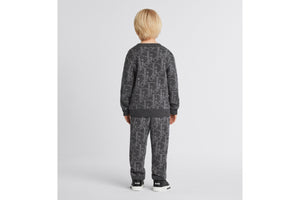 Kid's Track Pants • Deep Gray and Gray Dior Oblique Wool and Cashmere-Blend Knit Jacquard