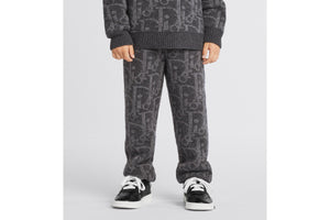 Kid's Track Pants • Deep Gray and Gray Dior Oblique Wool and Cashmere-Blend Knit Jacquard